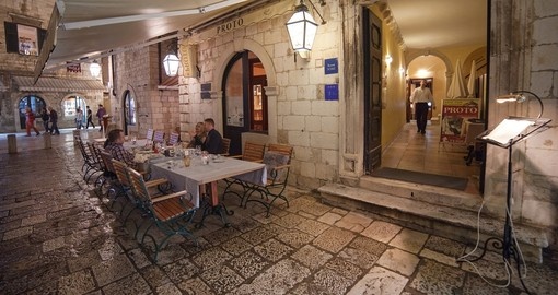 Dubrovnik has many restaurants which offer Dalmatian cuisine