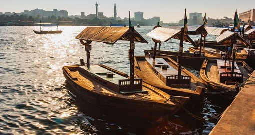 Take a Water taxi on Dubai Creek - always a popular thing to do on vacations to Dubai.