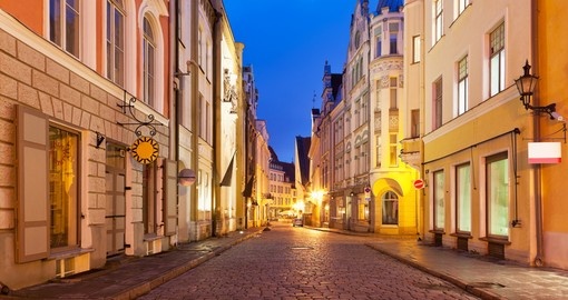 Evening street in Old Town Tallinn