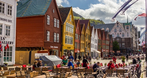 Bryggen historic buildings in Bergen, Norway