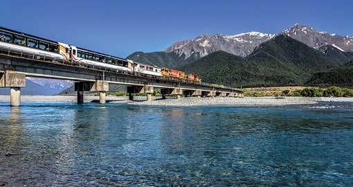 Cross the Staircase Viaduct on the TranzAlpine train during  your New Zealand vacation.