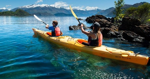 Experience the Southern Explorer kayaking adventure on Lake Wanaka as part of your New Zealand Vacation