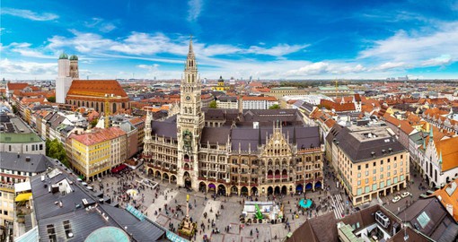 Begin your trip to Germany in Munich and the lively Marienplatz