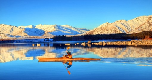 Experience rafting on lake Tekapo in South Island during your next New Zealand vacations.