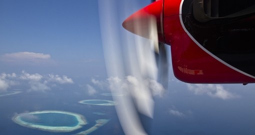 Seaplane flight in Maldives paradise island
