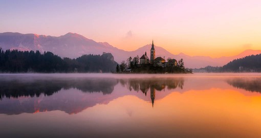 Surrounded by the Julian Alps, Lake Bled is Slovenia’s most picturesque site
