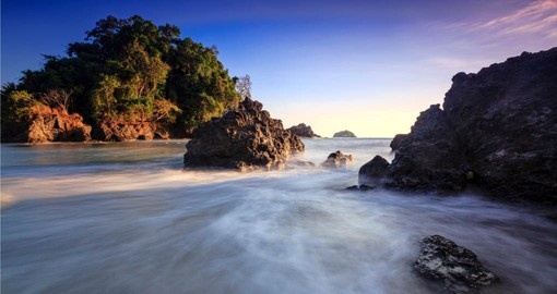 The beaches of Manuel Antonio are singularly gorgeous with stunning, brightly-colored sunsets