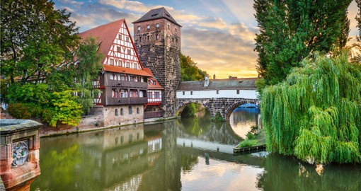 Included in  your Germany vacation package is a stop at Nuremberg and it's stunning Hangman's Bridge over the Pegnitz River