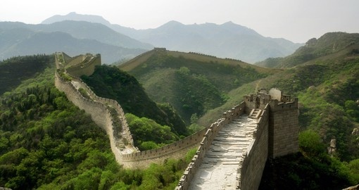 Rolling hills and The Great Wall of China