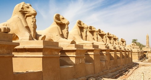 Avenue of the Ram-headed Sphinxes gaurding Karnak Temple