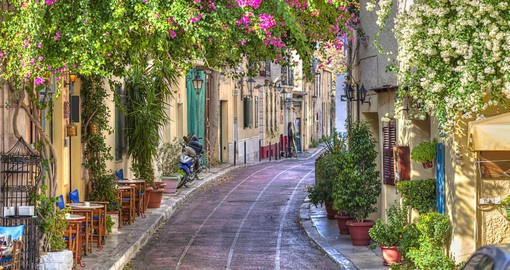 The Plaka is the oldest section of Athens and is home to many restaurants and cafes