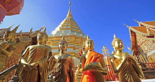 Visit Wat Phrathat Doi Suthep temple in Chiang Mai as part of your Thailand Vacation