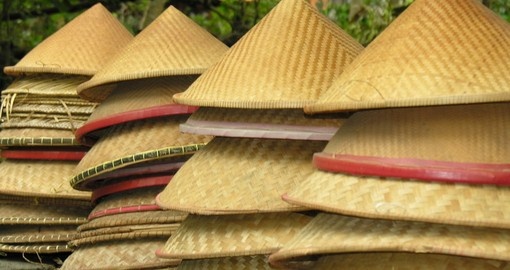 Conical hats for sale in a Ubud market