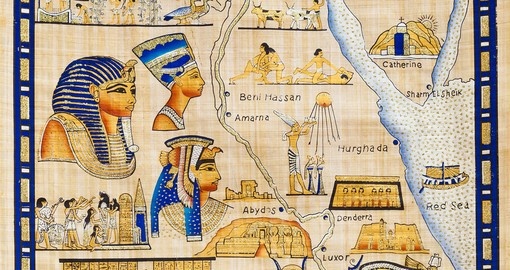 Ancient Egyptian map drawn on papyrus