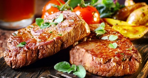 Succulent thick juicy portions of grilled fillet steak