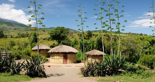Traditional mud huts in Mozambique