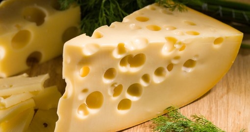 Piece of cheese with dill