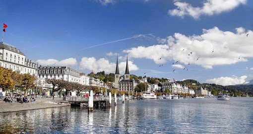 Lucerne, the gateway to central Switzerland sits on the banks of Lake Lucerne