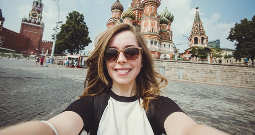 Selfie in Red Square in Moscow, Russia