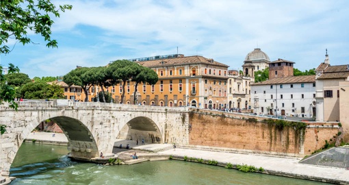 Bridge on the Tiber river in Trastevere