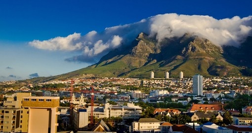 Begin your South African vacation in Cape Town framed by Table Mountain and The Devil's Peak