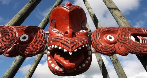 Maori red face carving