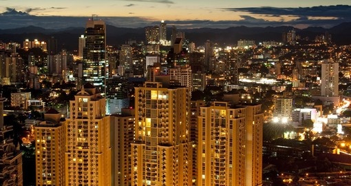 Panama city at dusk