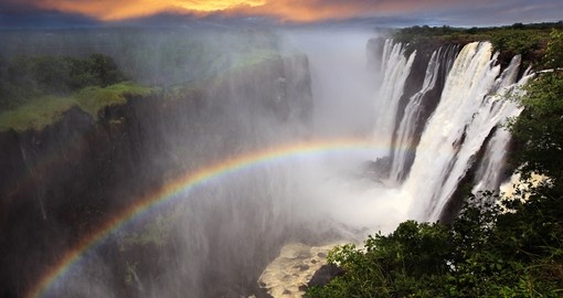 Victoria Falls rainbow sunset