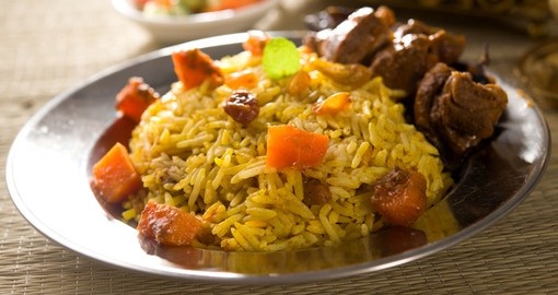Arab rice served with tandoor lamb