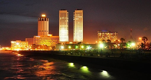 Colombo at night along the waterfront