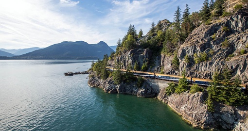 The Rocky Mountaineer travels along the Sea to Sky corridor