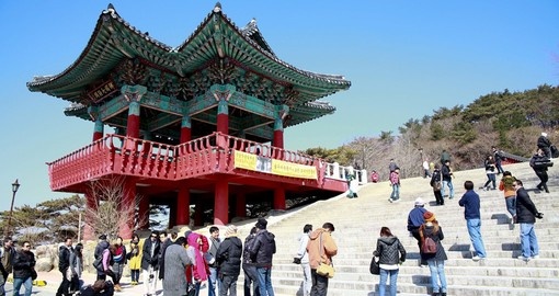 Bulguksa temple bell pavilion is a popular site to visit during your Korea vacation.