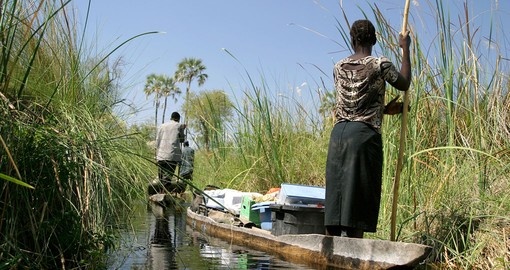 Local working people in the delta, Botswana