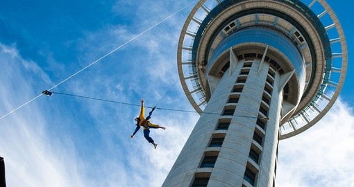 Bungie jumper off Auckland Sky Tower