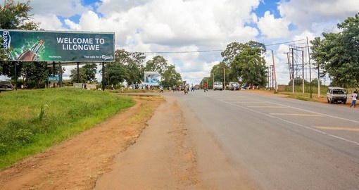 Welcome sign on the road to Lilongwe