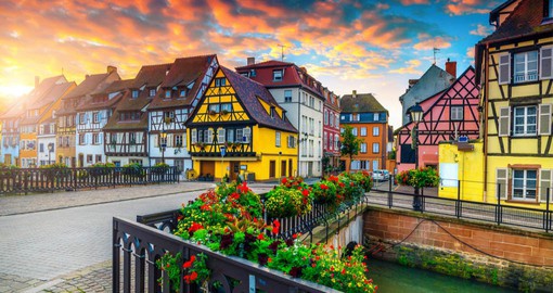 Colmar, the most Alsatian city of Alsace is nestled among vineyards
