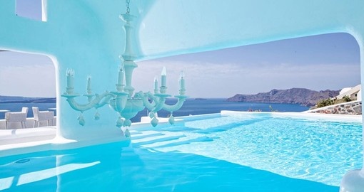 Enjoy Infinity pool at the lodge during your stay in Santorini.