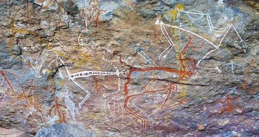 Aboriginal rock paintings in Kakadu National Park - a great photo opportunity on all Australia vacations.