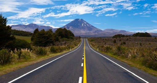 Highway leading to the active volcano in Tongariro
