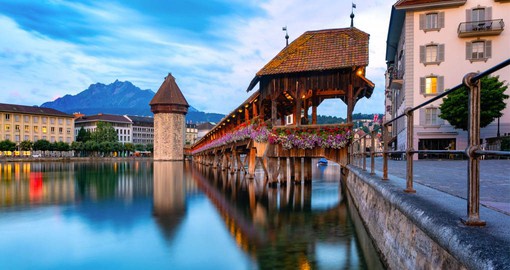 Built in 1333, Lucerne's Chapel Bridge links the Old Town with the Reuss River's right bank.