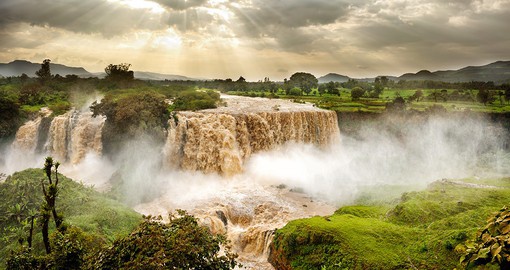 Secure a view of the Blue Nile Falls, known locally as the Tis Abay or "Great Smoke"