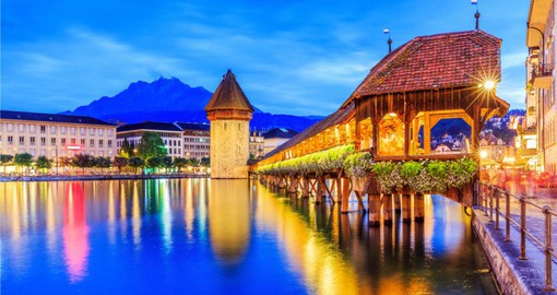 Your switzerland vacation begins in Lucerne, famous for the Chapel Bridge and Tower