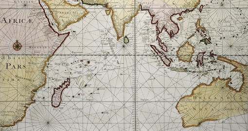 Indian ocean old map, 1705