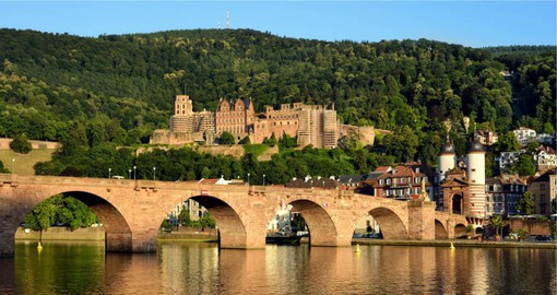 The red-sandstone ruins of Heidelberg Castle, a noted example of Renaissance architecture, stand on Königstuhl hill