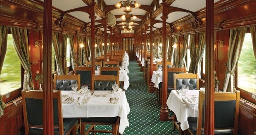 Enjoy the luxurious Rovos Rail journey between Cape Town and Pretoria on your South African vacation