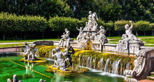 The largest palace erected in Europe, the Royal Palace of Caserta is surrounded by gardens and foutains