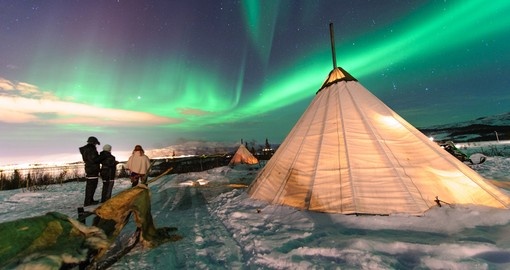 Traditional sami tents in Troms region