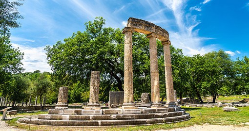 Tour the origins of the Olympic Games and a central city honouring Zeus in Olympia, Greece