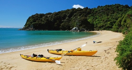 Kayaking in Abel Tasman National Park is a great inclusion on all New Zealand vacations.