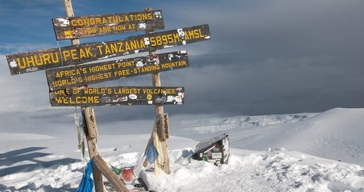 At the top of Mount Kilimanjaro in Tanzania